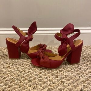 Red Leather Heel Sandals